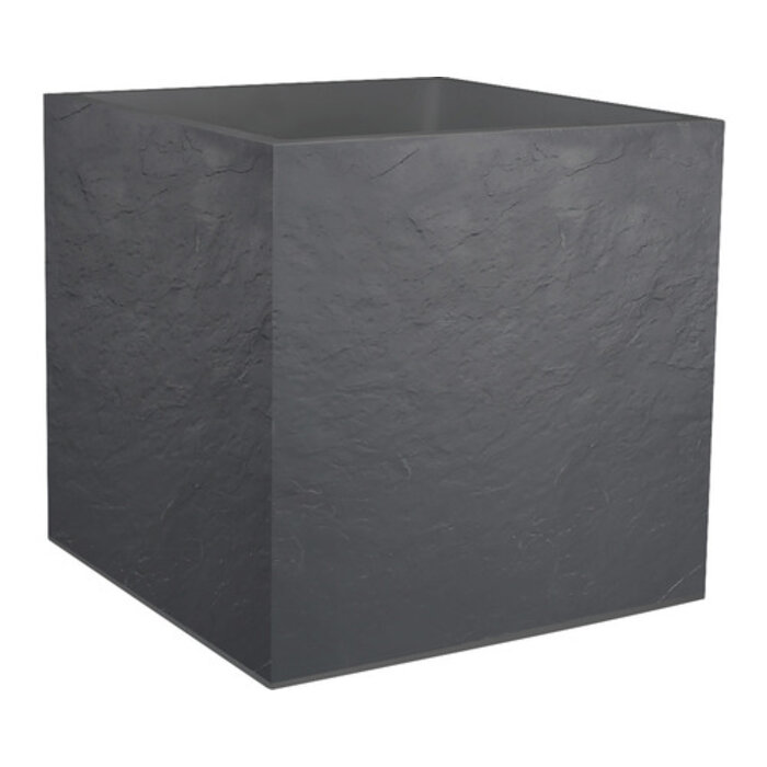 EDA EDA Jardinière Vulcania effet pierre anthracite 39,5 x 39,5 x 43,5 cm 31 litres