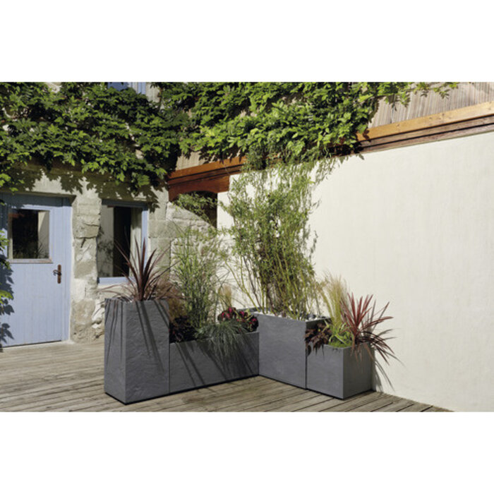 EDA EDA Pflanzgefäß Vulcania Steineffekt anthrazit 49,5 x 49,5 x 49,5 cm 57 Liter