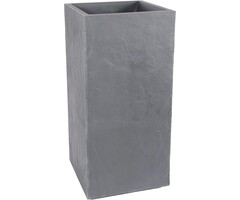 EDA EDA Jardinière Vulcania effet pierre gris 39,5 x 39,5 x 80 cm 31 litres
