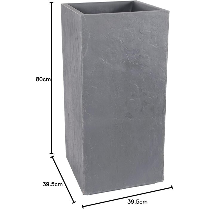 EDA EDA Plantenbak Vulcania stone effect grijs 39,5 x 39,5 x 80 cm 31 liter