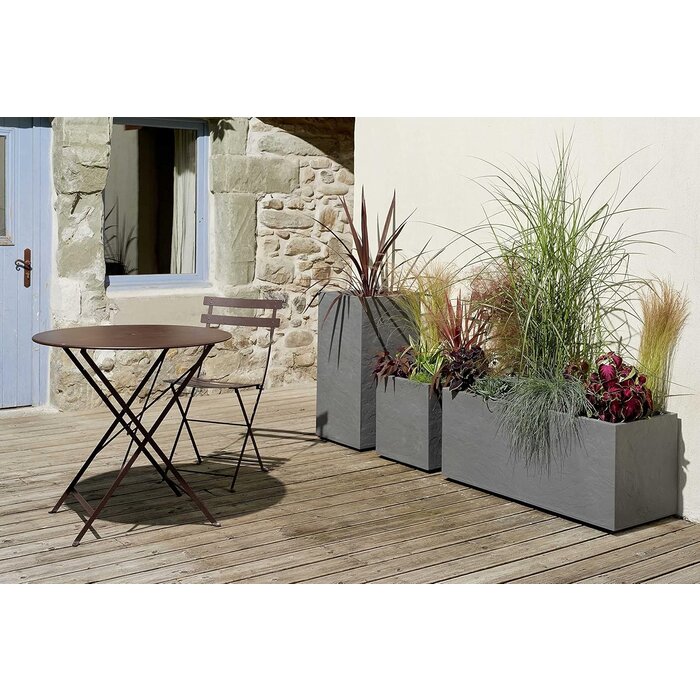 EDA EDA Plantenbak Vulcania stone effect grijs 39,5 x 39,5 x 80 cm 31 liter
