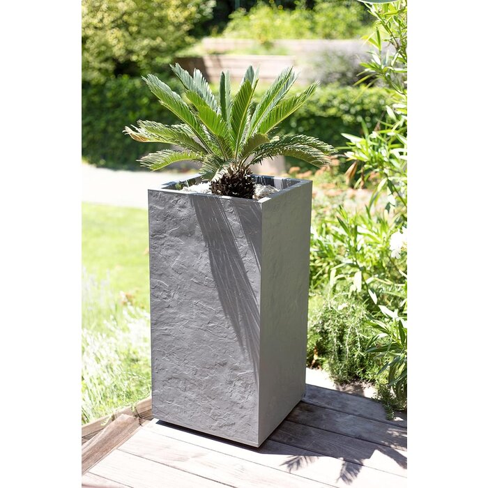 EDA EDA Pflanzgefäß Vulcania Steineffekt grau 39,5 x 39,5 x 80 cm 31 Liter