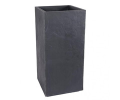 EDA EDA Jardinière Vulcania effet pierre anthracite 39,5 x 39,5 x 80 cm 31 litres