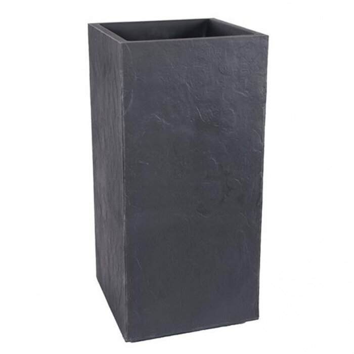 EDA EDA Jardinière Vulcania effet pierre anthracite 39,5 x 39,5 x 80 cm 31 litres
