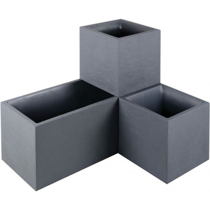 EDA EDA Plantenbak Vulcania stone effect antraciet 39,5 x 39,5 x 80 cm 31 liter