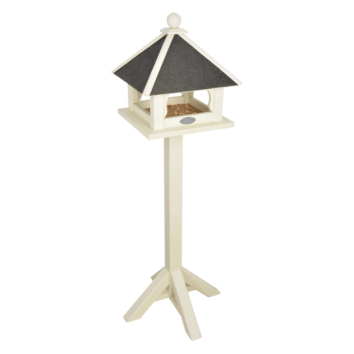 Esschert design Mangeoire à oiseaux sur poteau blanc