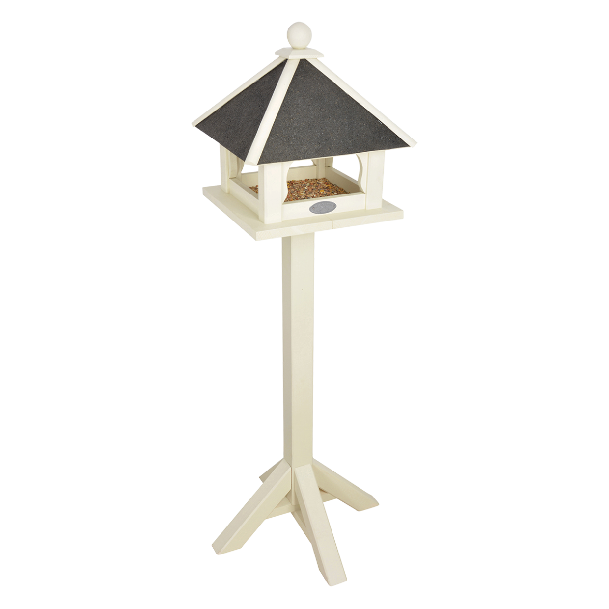 Esschert design Mangeoire à oiseaux sur poteau blanc