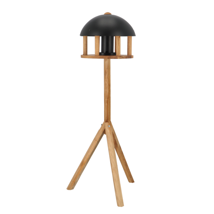 Esschert Design Table d'alimentation Chêne sur pied - Toit noir