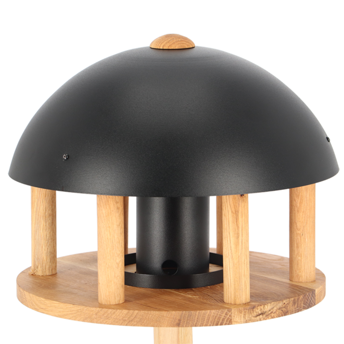 Esschert Design Futtertisch Eiche auf Fuß - Schwarzes Dach