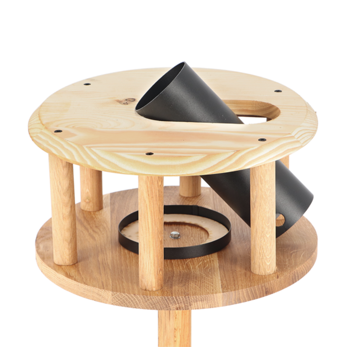 Esschert Design Futtertisch Eiche auf Fuß - Schwarzes Dach