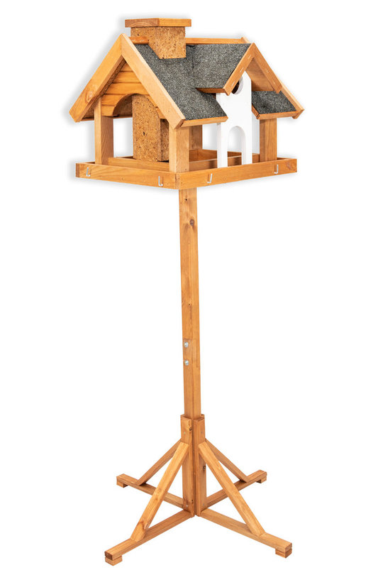 Dutchlander Mangeoire à oiseaux vila avec silo à nourriture sur pied nature 39 x 33 x 150 cm