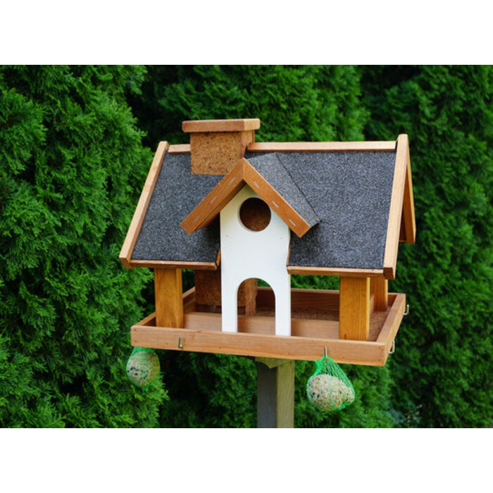 Dutchlander Vogelfutterautomat vila mit Futtersilo auf Ständer natur 39 x 33 x 150 cm