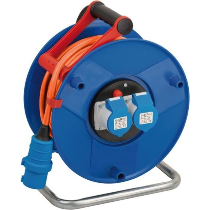 Brennenstuhl Garant CEE 2 IP44 Kabelhaspel (Camping Kabelhaspel met 25m kabel, 2x CEE contactdozen, CEE Kabeltrommel voor permanent gebruik buitenshuis, Made in Germany)