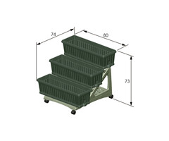 Bama Bama Etagere aus Kunststoff mit 3 Behältern und Rollcontainer Grün