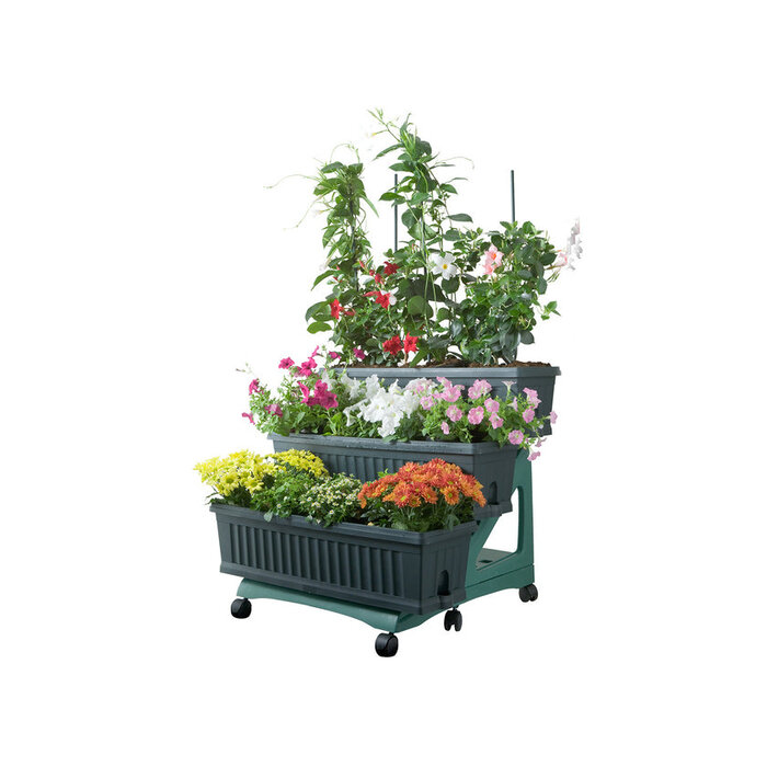 Bama Bama Etagere plastique 3 bacs avec base à roulettes Vert