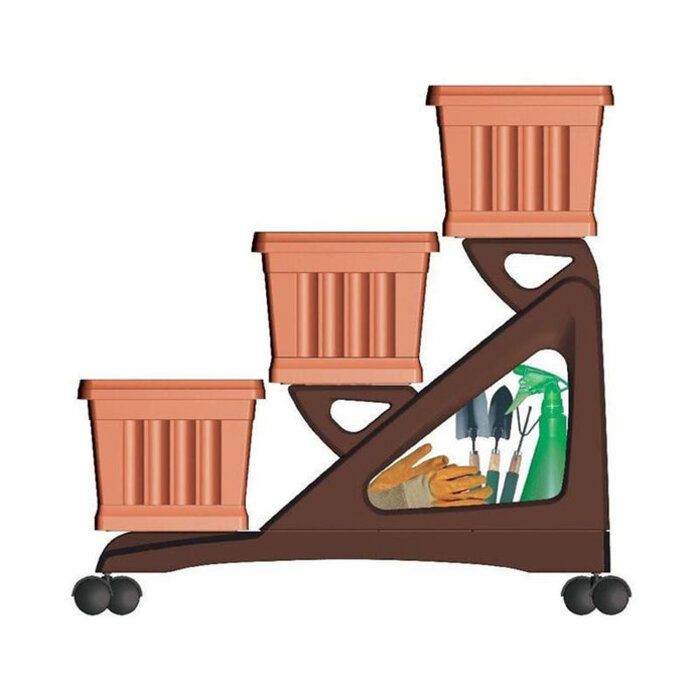 Bama Etagere aus Kunststoff mit 3 Behältern und Rollcontainer Terracotta