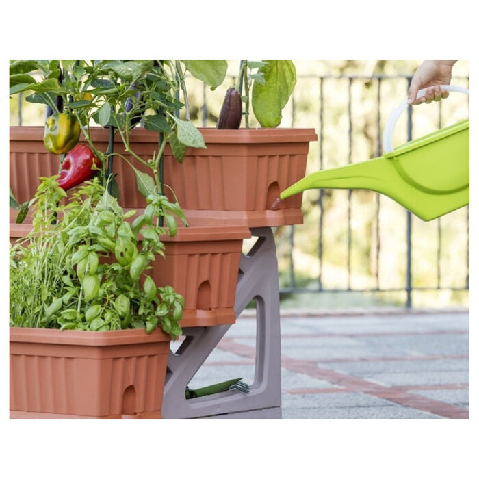 Bama Etagere plastique 3 bacs avec base roulante Terracotta