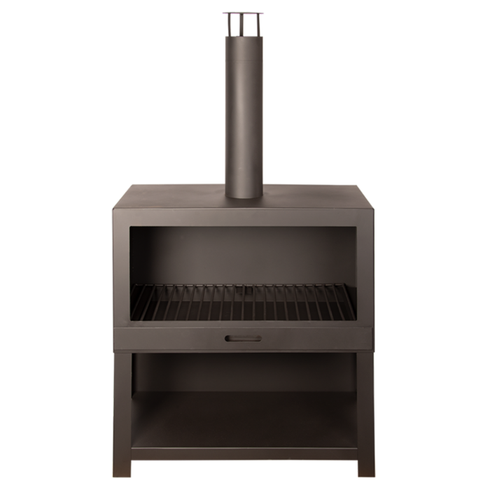 Esschert Design Terraskachel en Houtopslag Zwart L - Fancy Flames