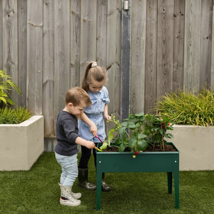 Esschert Design Boîte à langer surélevée métal vert S