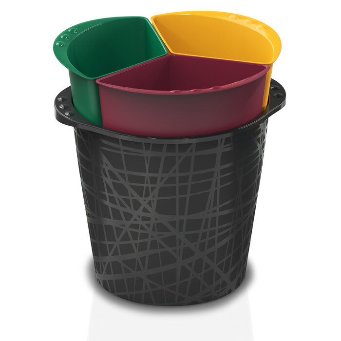 Stanley Poubelle ou poubelle Bama Triciclo avec 3 compartiments colorés de 4,5 litres