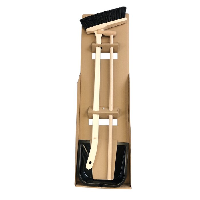 Esschert Design Dutchlander Kehrgarnitur – Handfeger und Kehrblech – 25 x 90,5 cm – Holz & Stahl – Natur – Für Innen und Außen