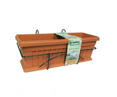 Plantenbak Iris voor balkon 50 cm – Bak, Houder en Schotel – Terracotta Look