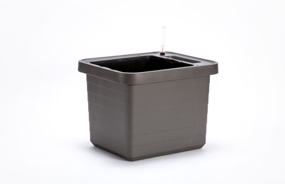 Plastia Berberis Uno Selbstbewässerungs-Blumenkasten - Anthrazit - 18 L Substrat - 9 L Wasserreservoir