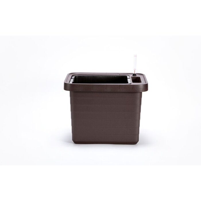 Plastia Berberis Uno Boîte à fleurs auto-arrosante - Chocolat - 18 L Substrat - 9 L Réservoir d&#039;eau