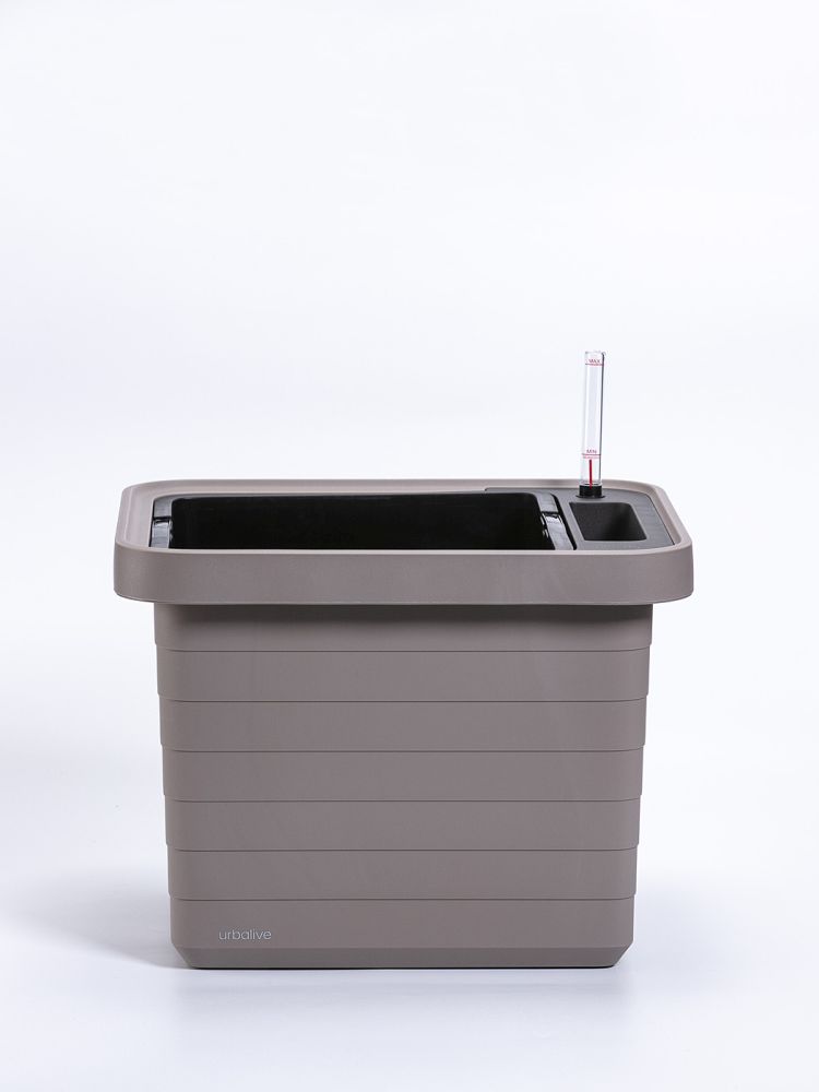 Plastia Berberis Uno Jardinière auto-arrosante - Taupe - 18 L Substrat - 9 L Réservoir d'eau