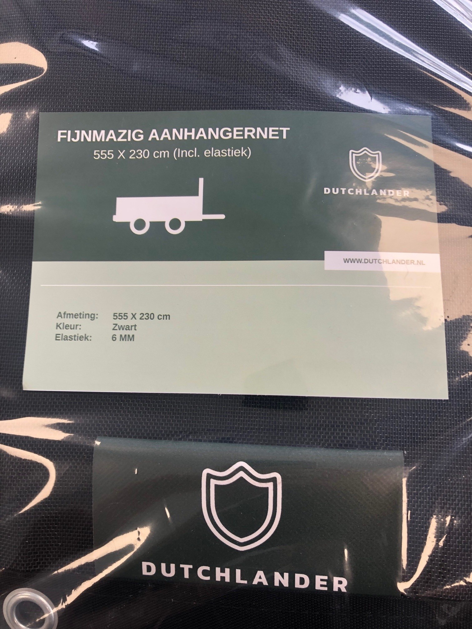 Dutchlander professionelles Anhängernetz feinmaschig mit Gummizug. 355 x 210 cm