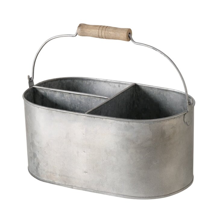 Esschert Design Keukengerei of tuingereedschap bakje zink 3 vaks