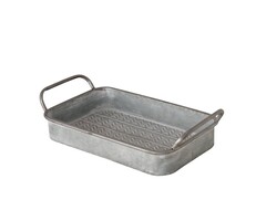 Gunda - Zinktablett mit Wellenmotiv und Griffen - 38 x 22 cm
