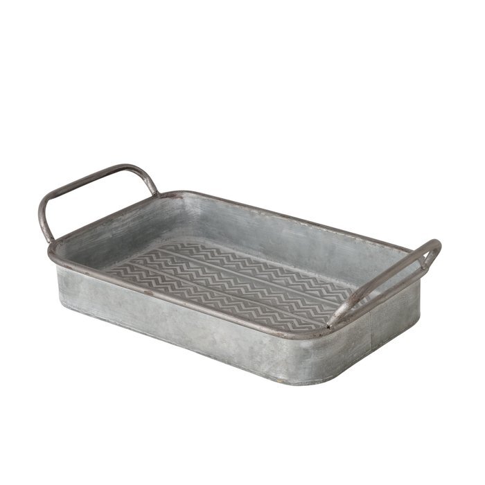 Gunda - Zinktablett mit Wellenmotiv und Griffen - 38 x 22 cm