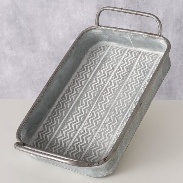 Gunda – Zinken Dienblad met Golfmotief en Handvatten – 38 x 22 cm