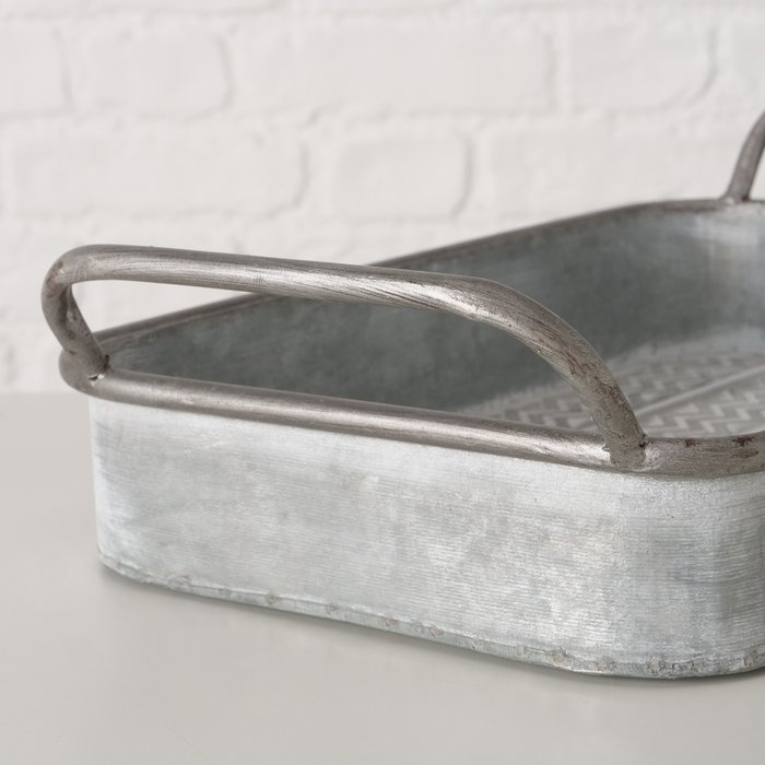 Gunda – Zinken Dienblad met Golfmotief en Handvatten – 38 x 22 cm