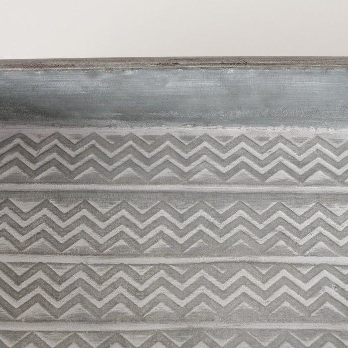 Gunda - Zinktablett mit Wellenmotiv und Griffen - 38 x 22 cm