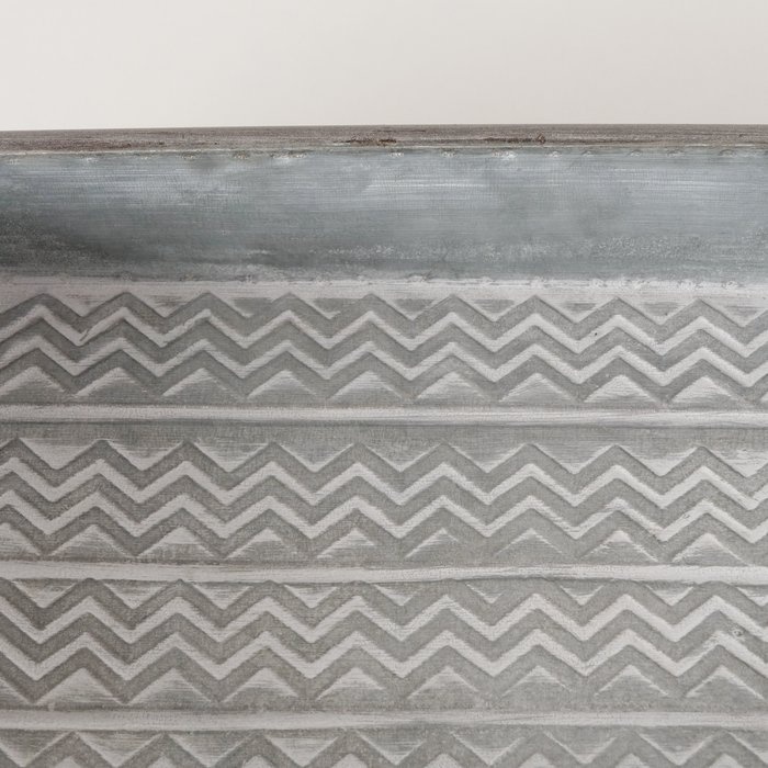 Gunda - Zinktablett mit Wellenmotiv und Griffen - 38 x 22 cm