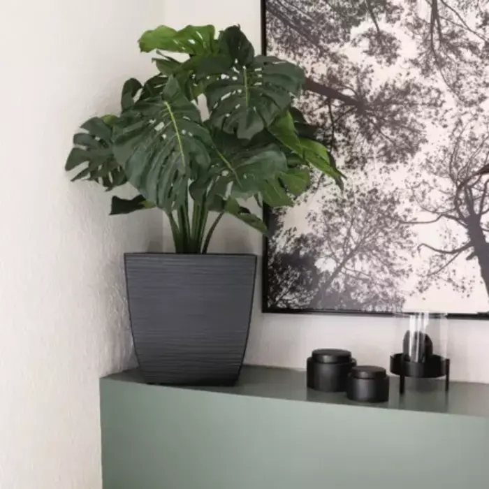 EDA EDA Pflanzgefäß Carre Diva Vulcania Stein schwarz 43,5 x 43,5 x 44,2 cm