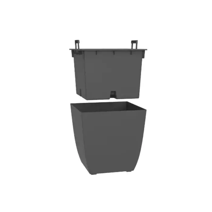 EDA EDA Plantenbak Carre Diva Vulcania stone zwart 43,5 x 43,5 x 44,2 cm