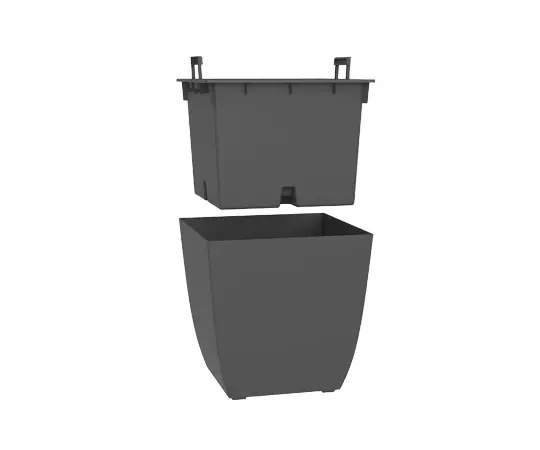 EDA EDA Plantenbak Carre Diva Vulcania stone zwart 43,5 x 43,5 x 44,2 cm