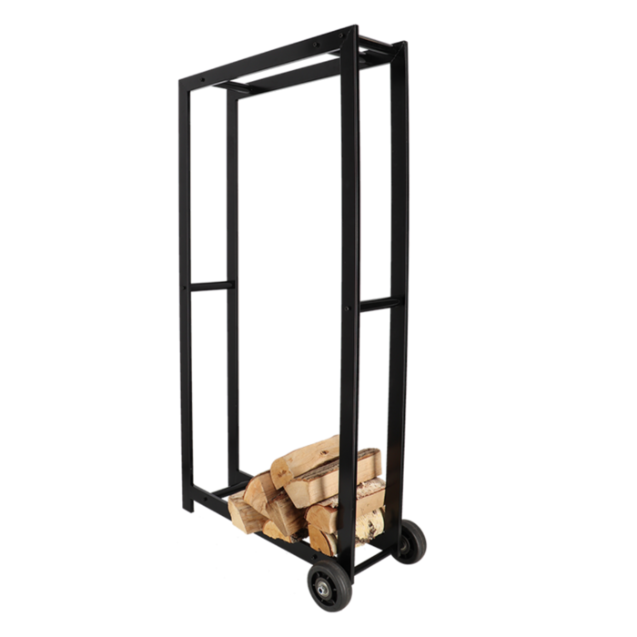 Esschert design Holzlager mit Rädern L Stahl Schwarz