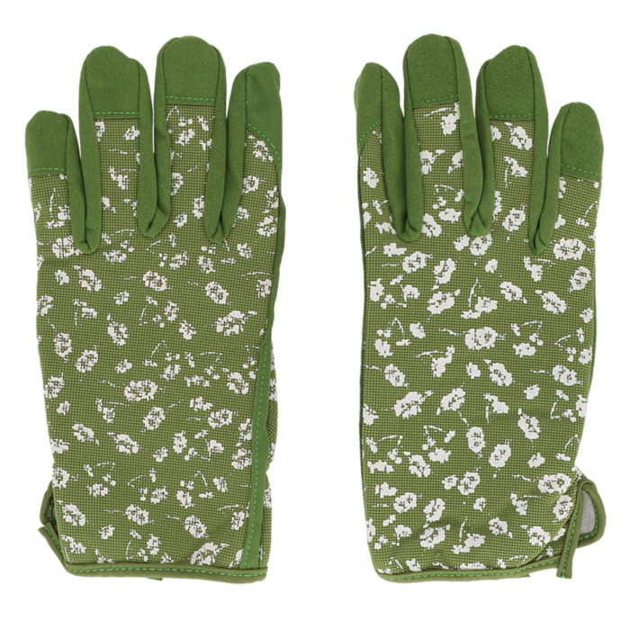 Gants de Jardinage pour Femme – Vert avec Motif Floral – Taille M