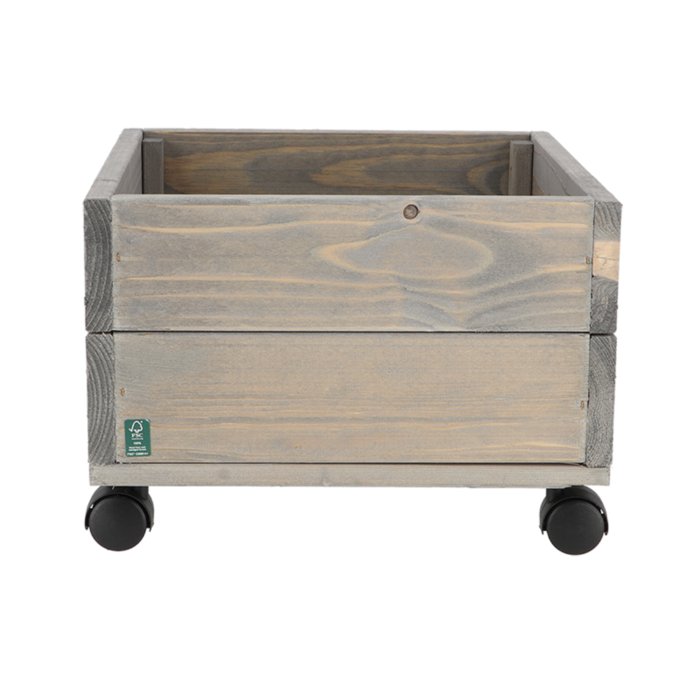 EDA Jardinière en bois sur roues 39x36x25cm