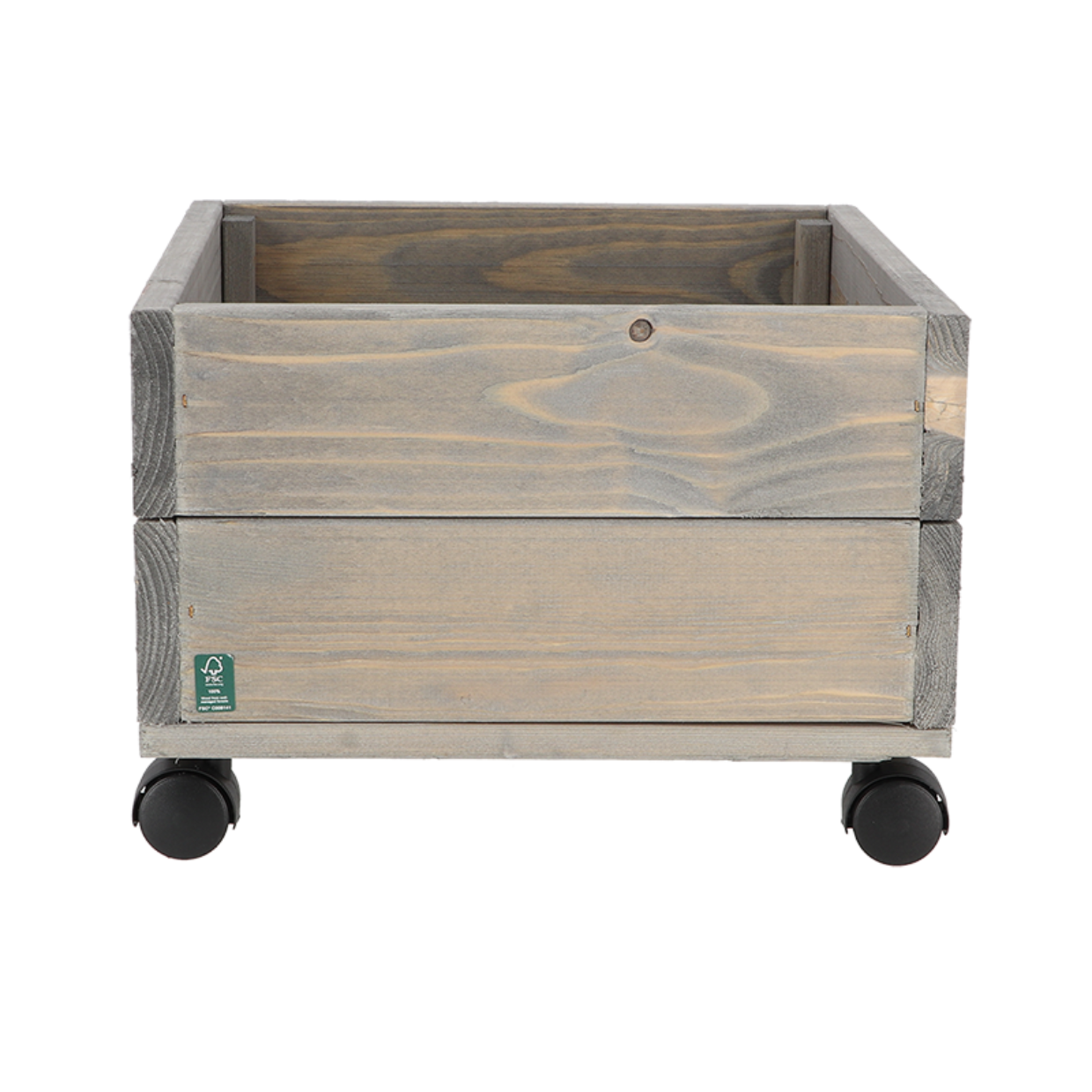 EDA Esschert Design - Houtenplantenbak - op wielen - 39x36x25cm