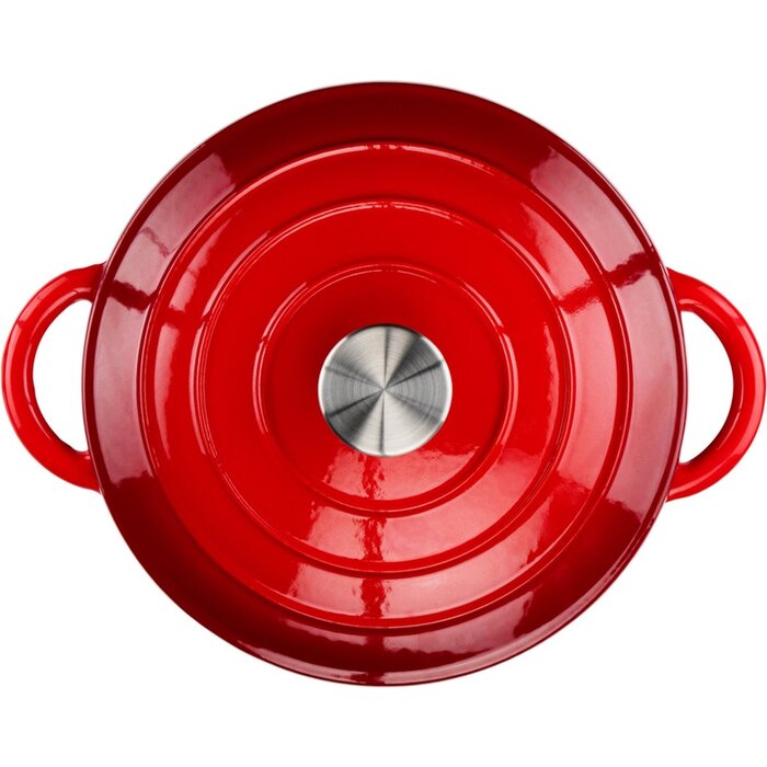 Alpina Gusseisen-Kasserolle mit Deckel ⌀ 24 cm - Alle Wärmequellen - Rot