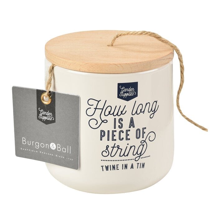 Esschert Design Burgon & Ball Blikje touw met houten deksel Crème wit