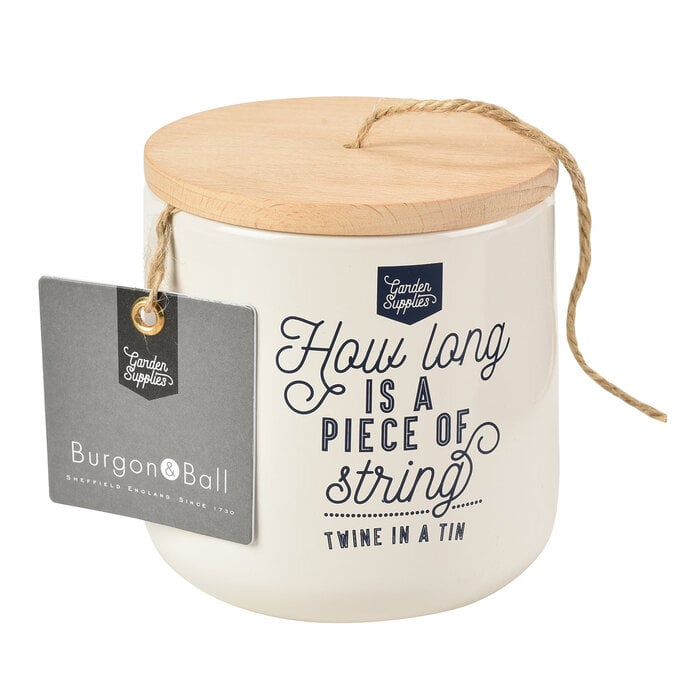 Esschert Design Burgon & Ball Blikje touw met houten deksel Crème wit