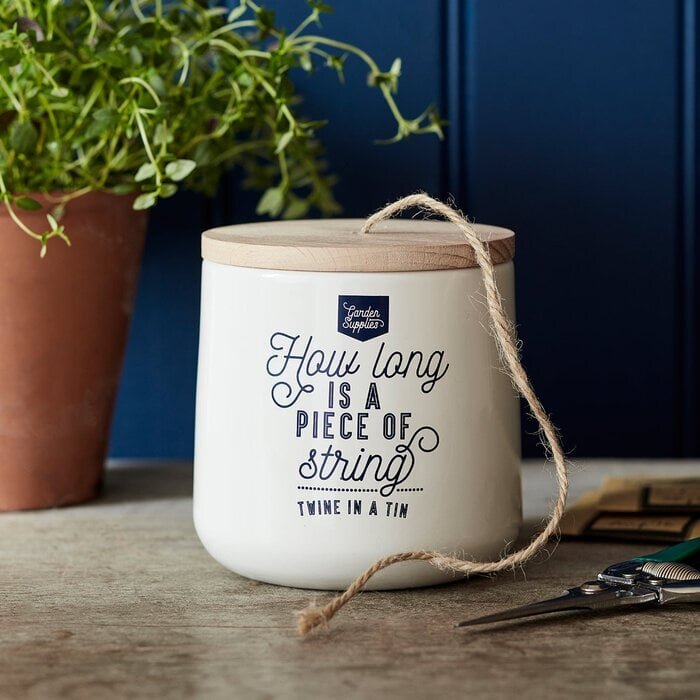 Esschert Design Burgon & Ball Blikje touw met houten deksel Crème wit