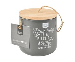 Esschert Design Burgon & Ball Corde en fer blanc avec couvercle en bois noir charbon de bois