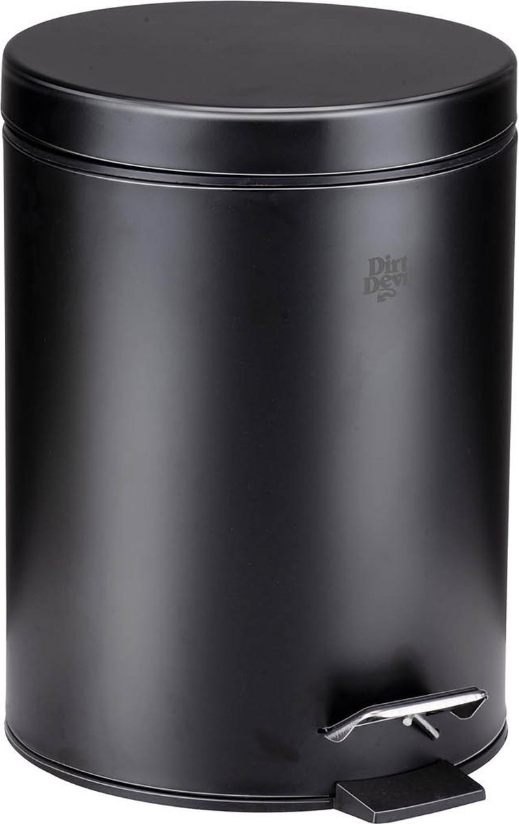 Dirt Devil Pedal bin 5 litres - Poubelle de salle de bain - acier inoxydable - Noir